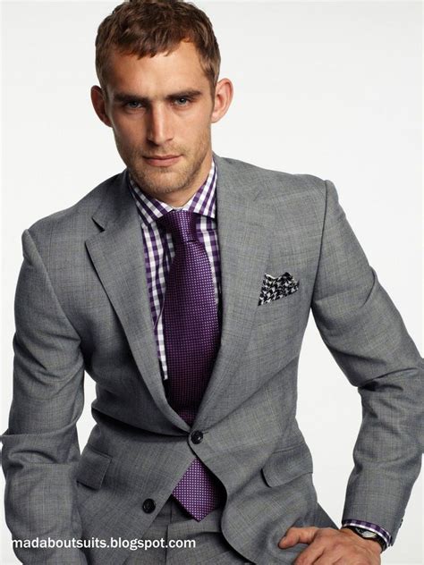 grey suit purple tie|grey suit with navy tie.